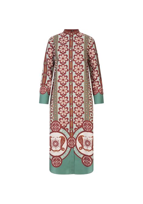 Tunica Sundowner - Pagoda Placée Rust in Cotton Poplin<BR/><BR/>
